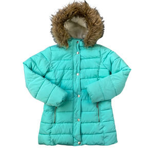 Justice Mint Green Puffer Jacket Size 12/14